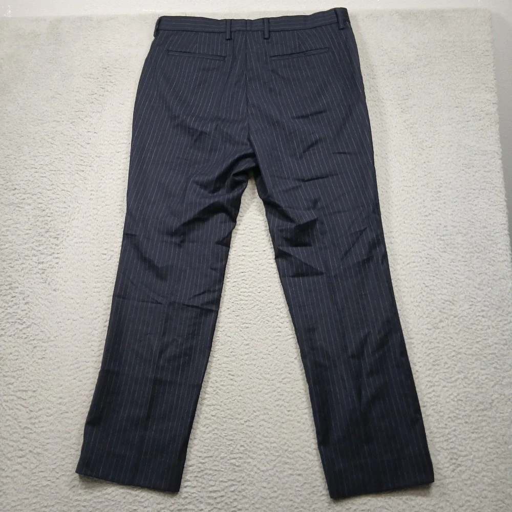 Banana Republic Wool Pinstripe‎ Dress Pants Men 34x30 Navy Slim Fit